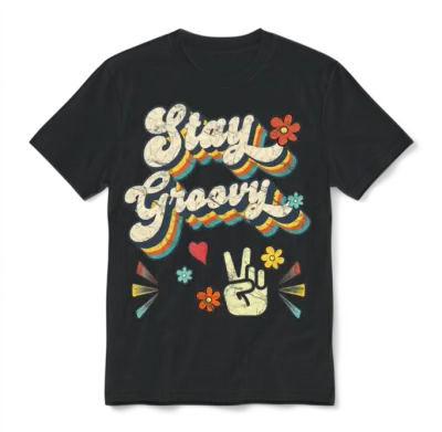 Stay Groovy - Retro Vintage Unisex T-Shirt - Black