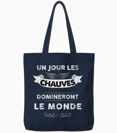 Un Jour Balds Will Dominate the World Man Baldness Tote Bags - Navy