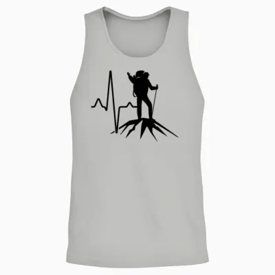 Hiking Heartbeat Unisex Tank Top - Ash