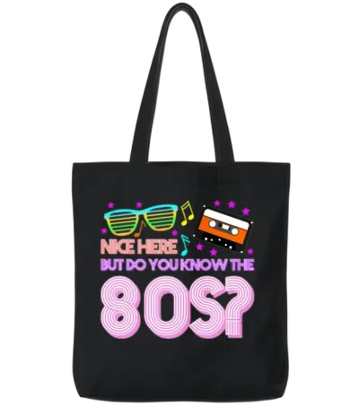 1980 Retro 80s Tote Bags - Black