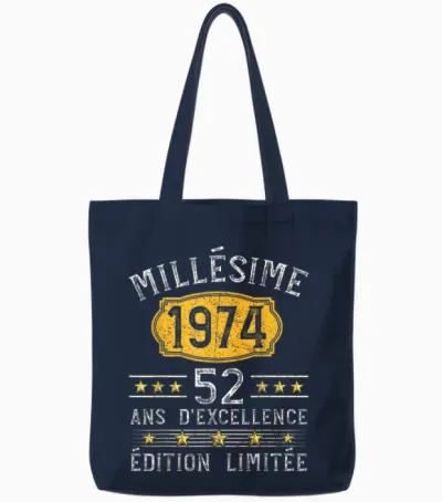 Millésime 1974 Cadeau 52 Ans Homme Anniversaire Humour Tote Bags - Navy