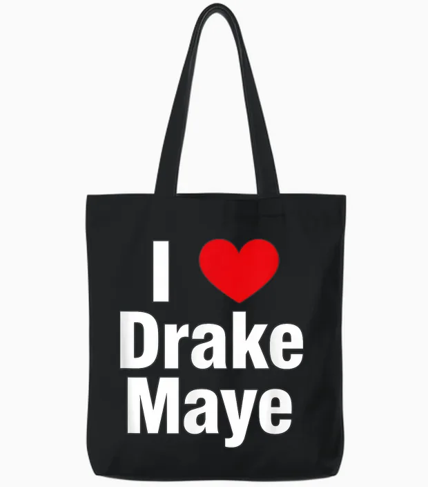 I Love Drake Fan Support Design β Bold Heart Graphic Tote Bags in Black