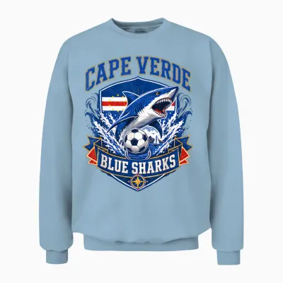 Cape Verde Flag Shark Cape Verdean Roots Cabo Verde Pride Unisex Sweatshirt - Light Blue