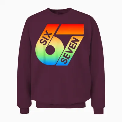 Six Seven 67 Buntes 6 7 Gen Alpha Slang Lustiges 6-7 Meme Unisex Sweatshirt - Maroon