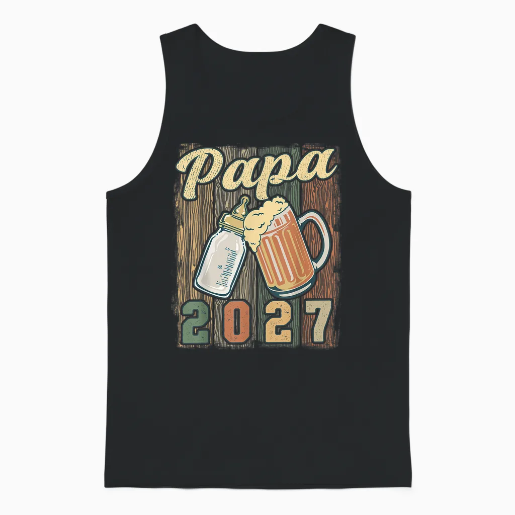 Papa 2027 Nouveau Papa Futur Papa Bientôt Papa Unisex Tank Top in Black
