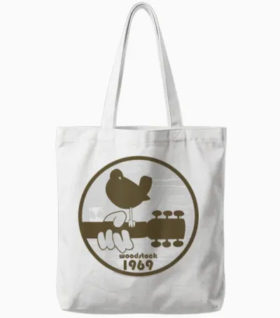 Woodstock - Bird Logo 1969 T-Shirt, White Tote Bags - White