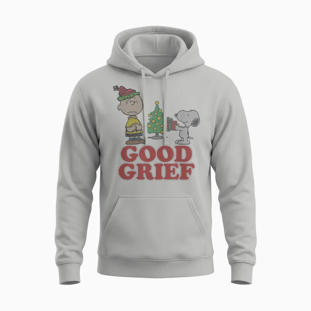 Peanuts Charlie Brown Goof Grief Christmas Unisex Hoodie in Ash