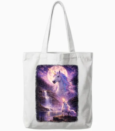 Einhorn Heulend Auf Mond Vintage Funny Mystic Tote Bags - White