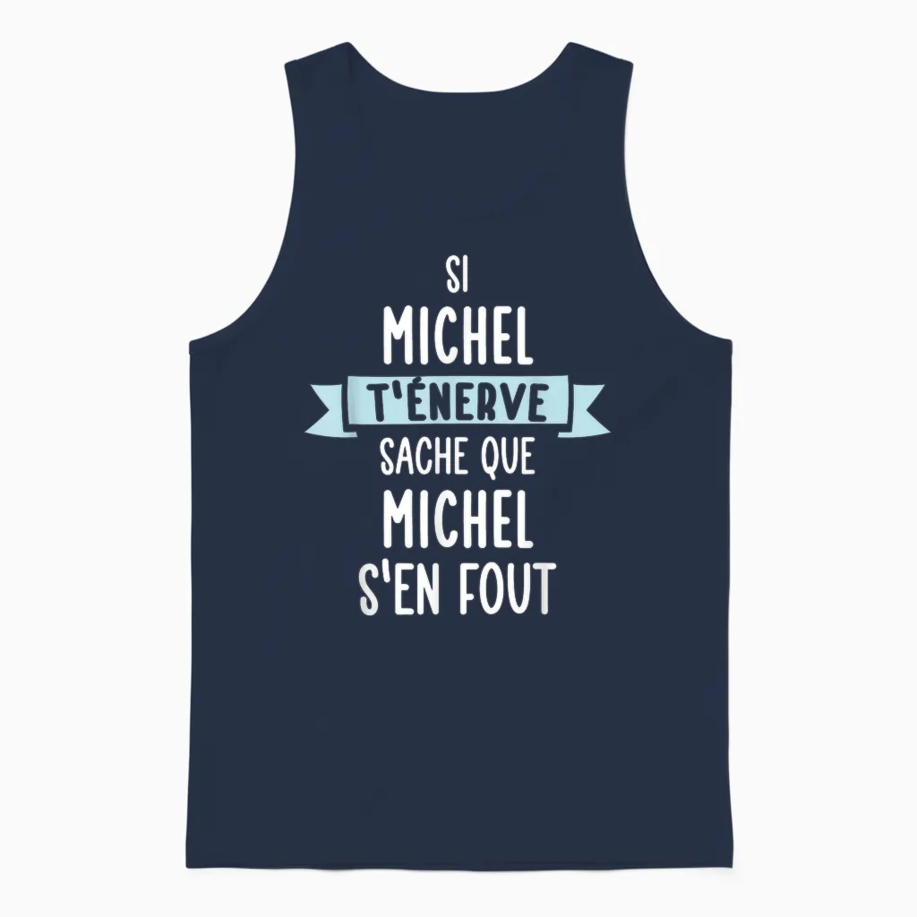 Gift Man Humour Name Personalized Michel T-Shirt, Black, S Unisex Tank Top in Navy