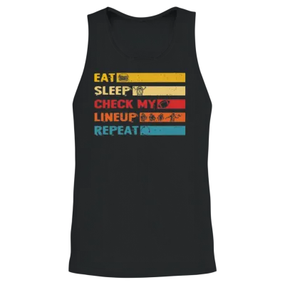 Fantasy Football Eat Sleep Check My Lineup Unisex Tank Top - Black