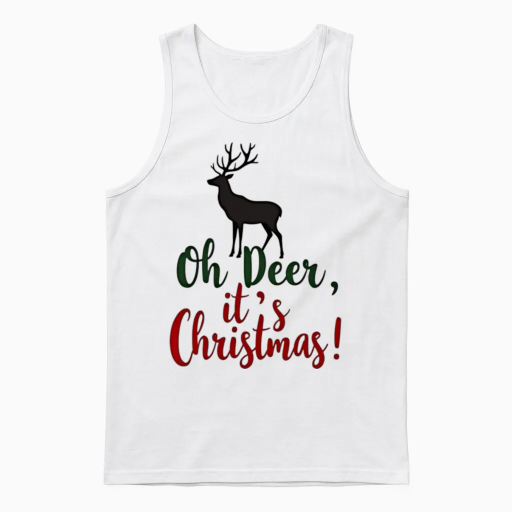 Oh Deer It's Christmas Wildlife Gift Unisex Tank Top in White