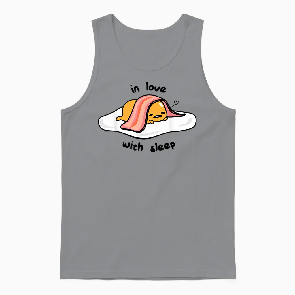 Gudetama in Love with Sleep Unisex Tank Top in Sport Grey