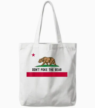 Don’t Poke the Bear California Republic Design Tote Bags - White