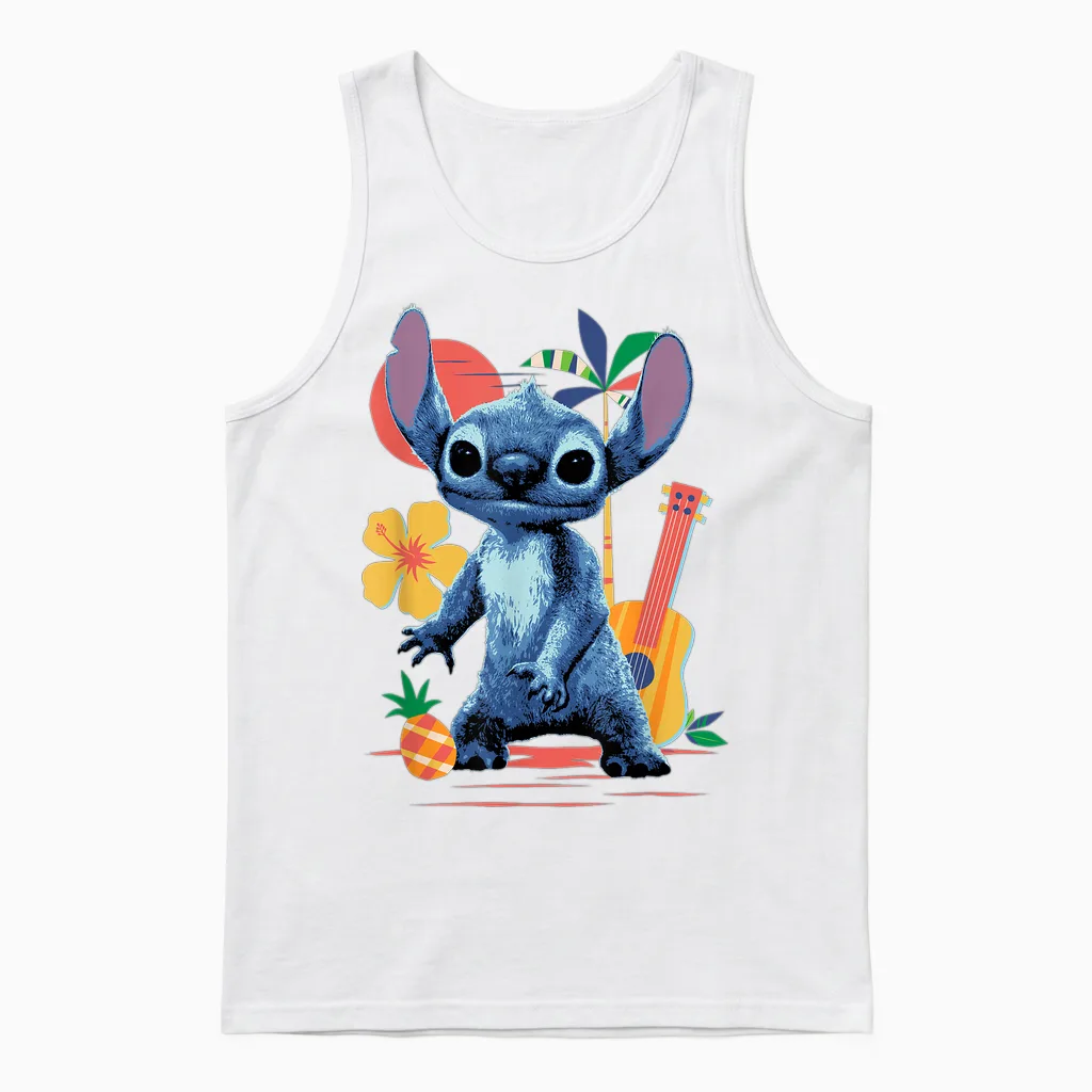 Disney Lilo & Stitch Live-Action Movie Musical Beach Fun Unisex Tank Top in White