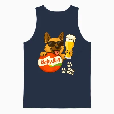 Baby Bell Malle Party Outfit with Dog and Beer Unisex Tank Top - Navy