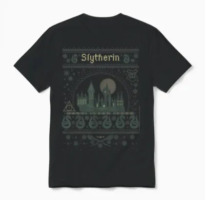Harry Potter Christmas Slytherin Ugly Unisex T-Shirt - Black