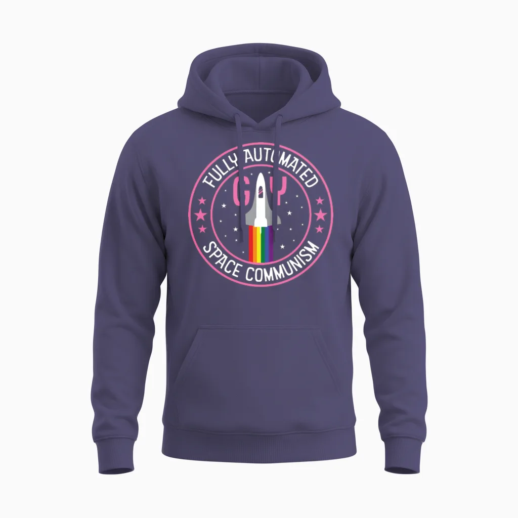 Fully Automated Gay Space Communism Unisex Hoodie in Heather Sport Dark Navy
