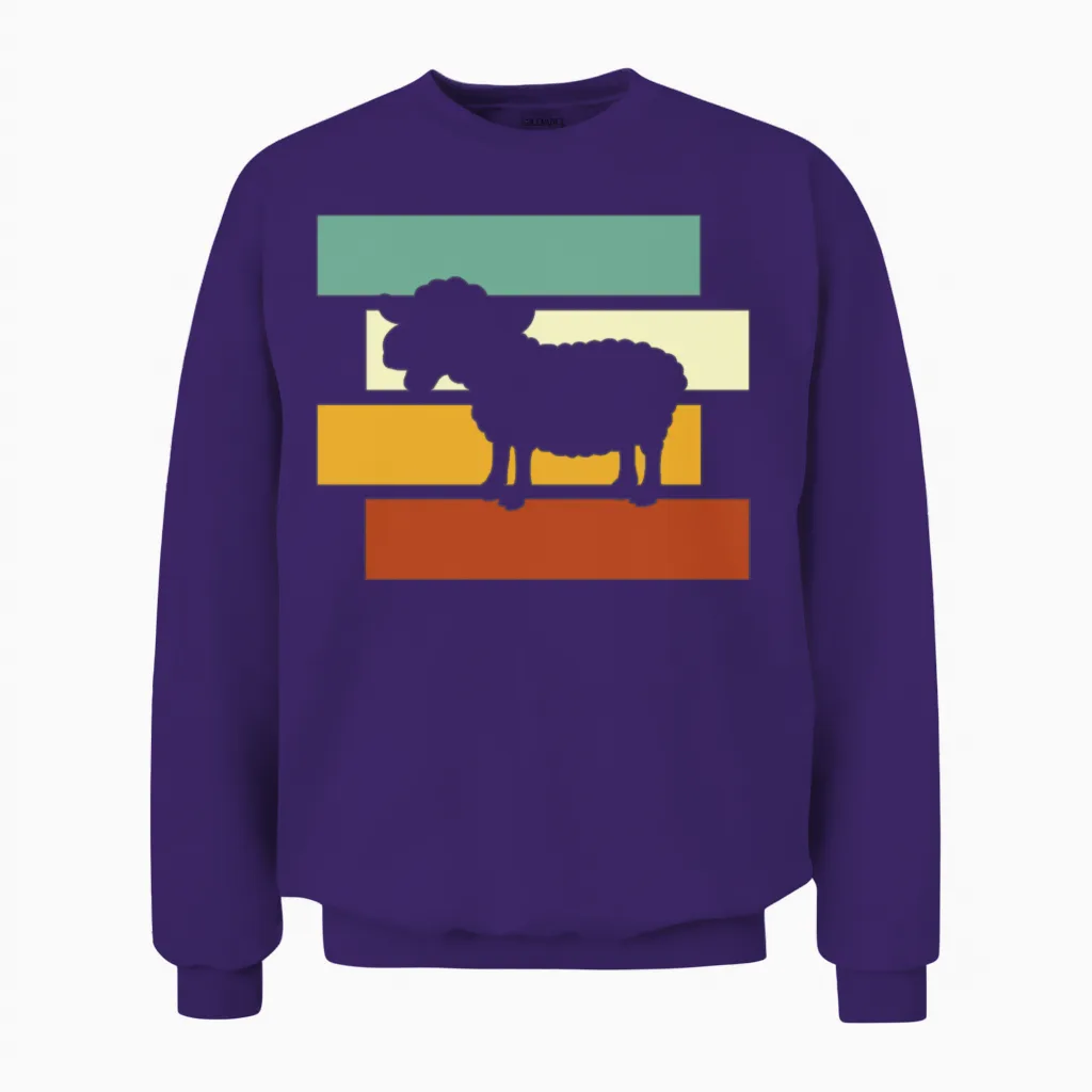 Sheep Retro Unisex Sweatshirt in Purple