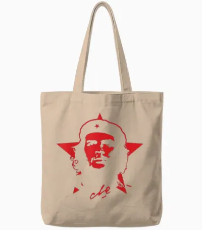 Che Guevara Star Revolution Rebel Cuba Vintage Graphic T-Shirt, Black Tote Bags - Natural