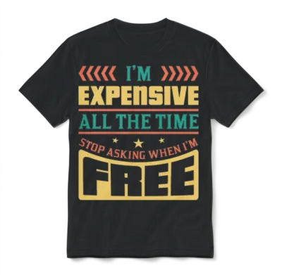 I’m Expensive All the Time Double Meaning Joke Unisex T-Shirt - Black