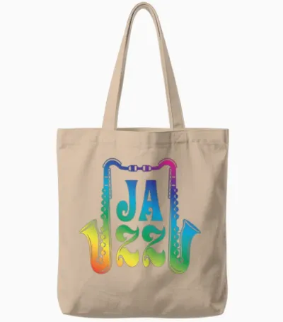 Jazz Saxophone Retro Tote Bags - Natural