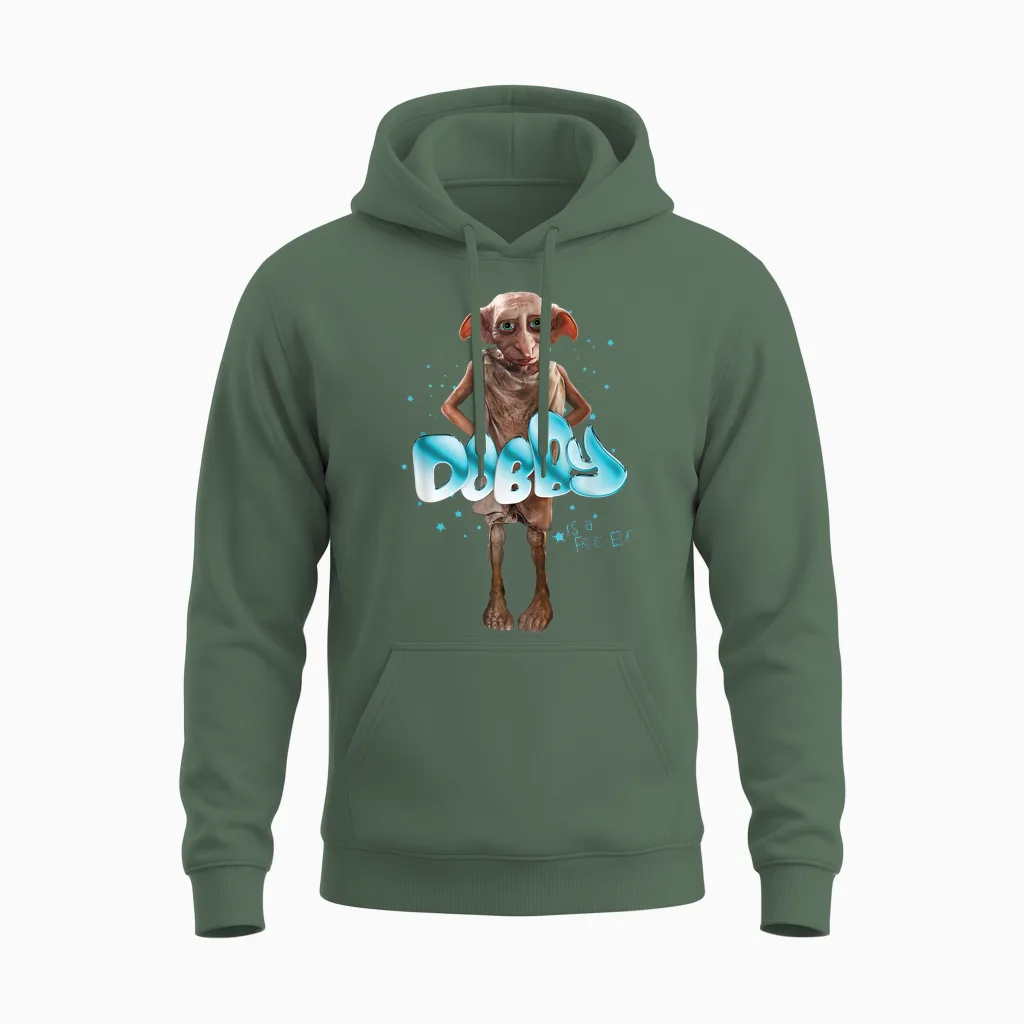 Harry Potter New Design 2025 Dobby Free Elf Unisex Hoodie in Military Green