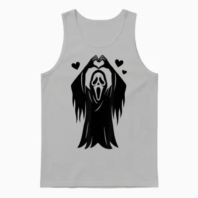 Creepy Horror Ghost Heart Hands, Happy Halloween Unisex Tank Top - Ash