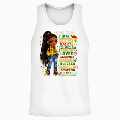 Juneteenth Shirts Girls I Am Black Child African American Unisex Tank Top - White