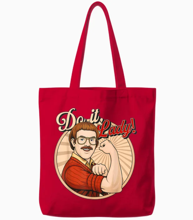 Do It Lady! Trending Funny Saying Tote Bags in Red
