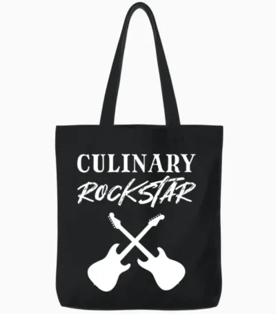Culinary Rockstar Music Lover Gift Tote Bags - Black