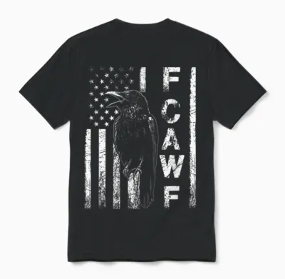 Funny F Caw F Crow with Usa Unisex T-Shirt - Black