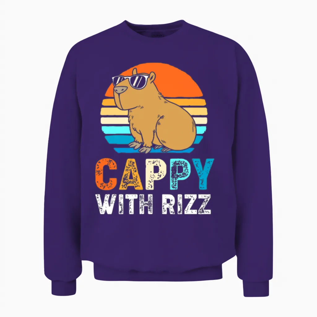 Capybara Rodent Wearing Sunglasses Unisex Sweatshirt - Purple