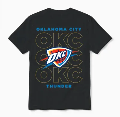 Nba – Oklahoma City Thunder Stacked City Logo Unisex T-Shirt - Black