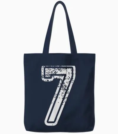 Team Jersey Uniforms Number 7 Seven School Sports Birthdays Tote Bags - Navy
