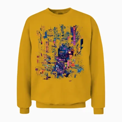 Cyberpunk Printed Back Unisex Sweatshirt - Gold