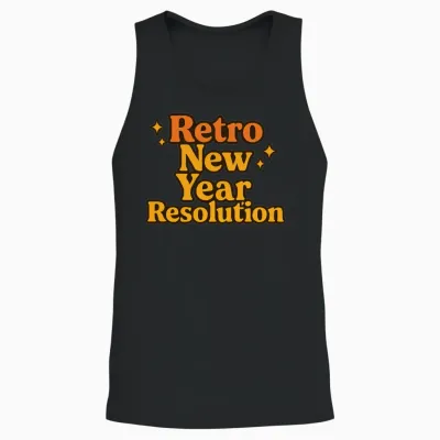 Retro New Year Resolution Unisex Tank Top - Black