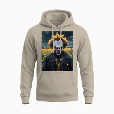 Evil Clown a Cornfield Dark Monster Horror Scary Scary Scary T-Shirt, Black, S Unisex Hoodie - Sand