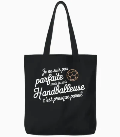 Je Suis Pas Parfait Mais Je Suis Handballler Gift T-Shirt, Black, S Tote Bags - Black