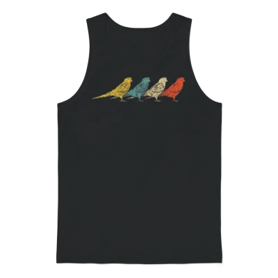 Vintage Retro Budgie Bird Budgerigar Unisex Tank Top - Black