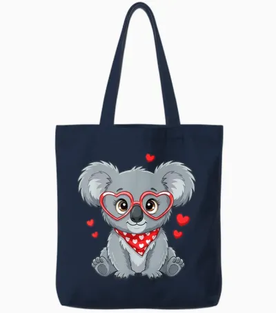 Süße Kleine Koala-Herzen Für Koala-Liebhaber Und Paare Tote Bags - Navy