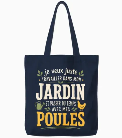 Tee Shirt Poules Humour Idée Cadeau Jardinage Original Tote Bags - Navy