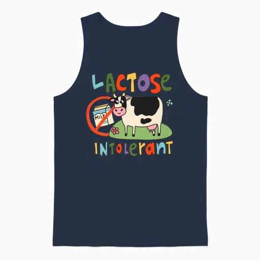 Lactose Intolerant Funny Sarcastic Meme Unisex Tank Top in Navy