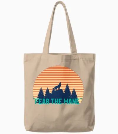Fear the Mane Retro Tote Bags - Natural