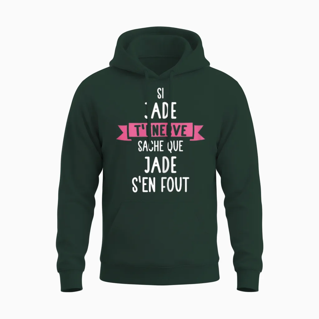 Gift Woman Humour Custom Name Jade T-Shirt, Black, Female X-Small Unisex Hoodie in Forest