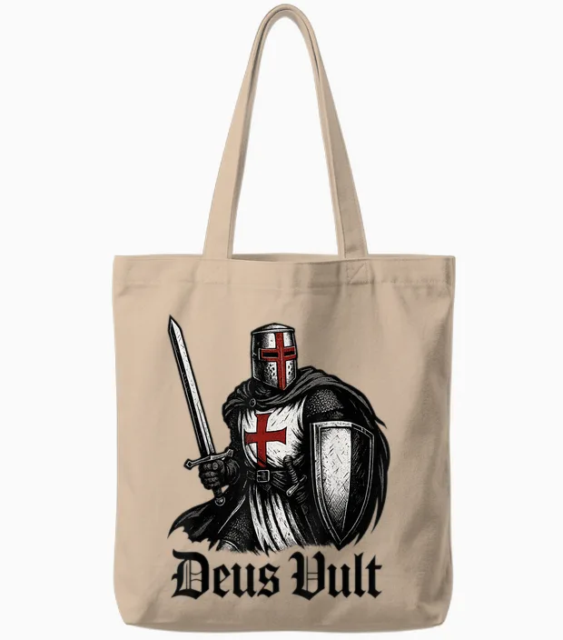 Deus Vult - Christlicher Tempelritter Tote Bags in Natural