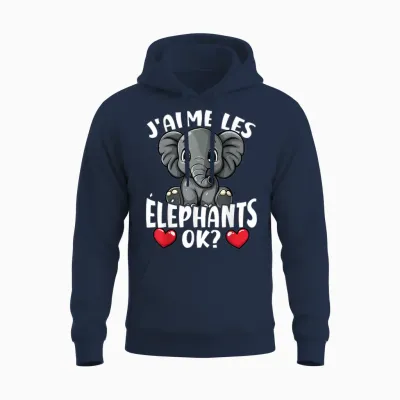 I Love the Elephants Ok? Cute Elephant T-Shirt, Black, S Unisex Hoodie - Navy