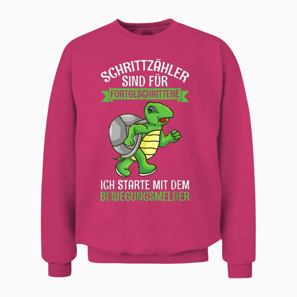 Schrittzähler Sind Für Fortgeschrittene Schildkröte Joggen Unisex Sweatshirt in Heliconia