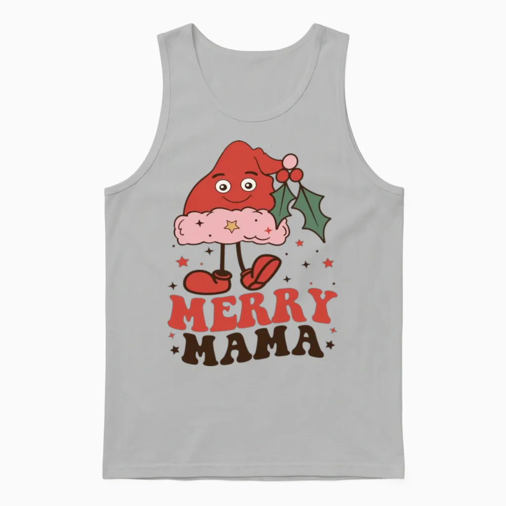 Funny Retro Christmas Unisex Tank Top in Ash