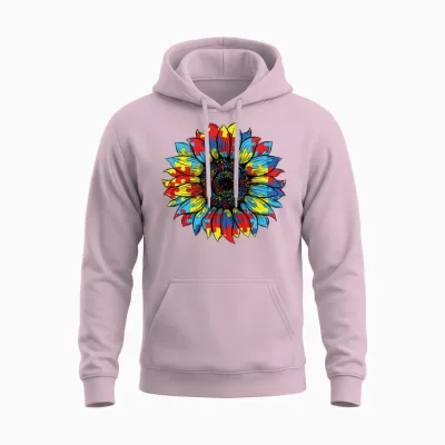 Autism Sunflower Retro Unisex Hoodie - Light Pink