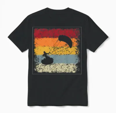 Kite Surfing Retro Unisex T-Shirt - Black